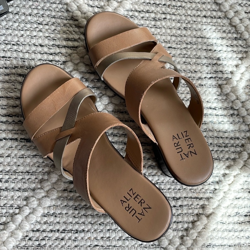 Naturalizer Sandals Shoes Women's Vivy Wedge Tan/Gold Sz: 8.5